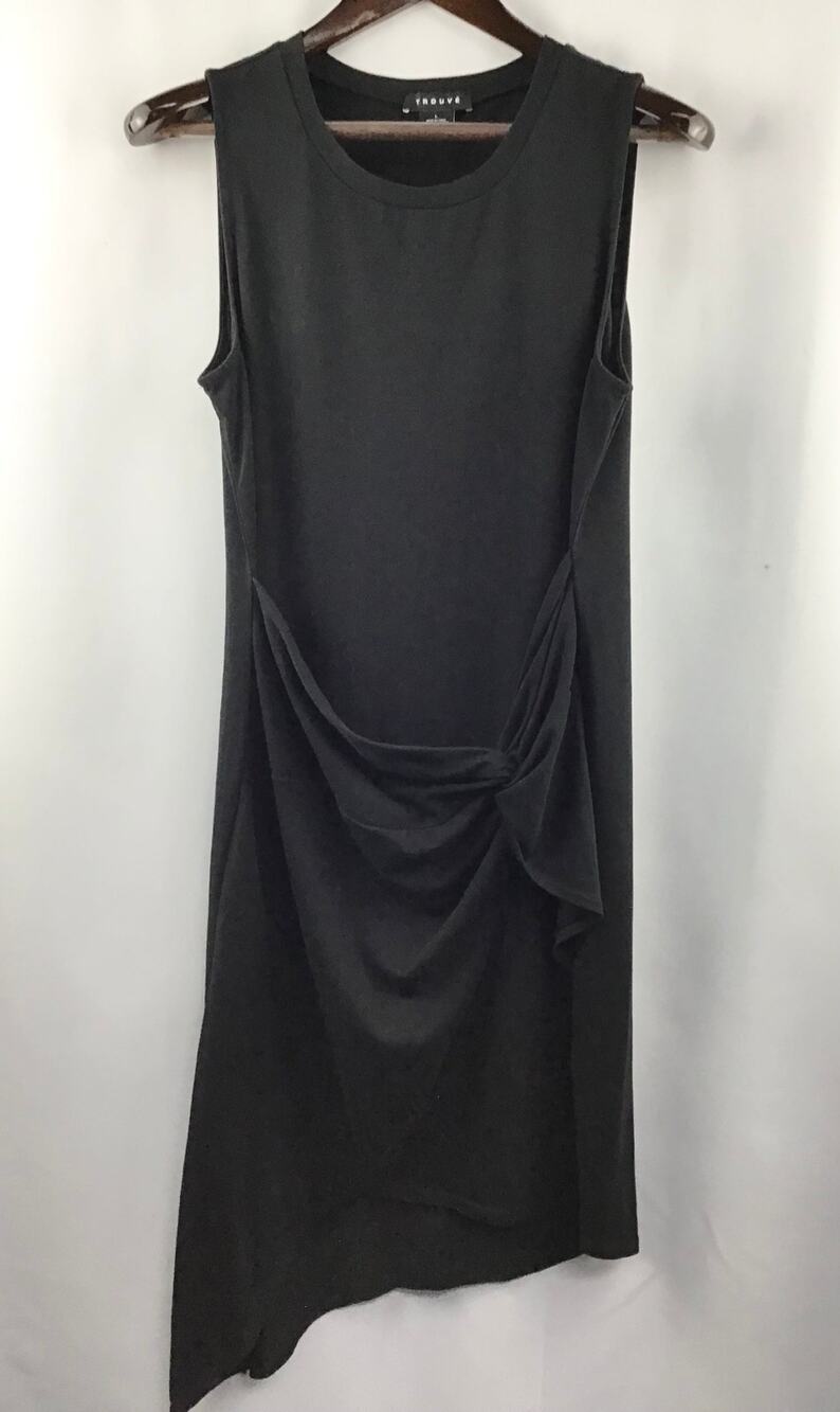 Women’s Trouve Black Dress Sleeveless Asymmetrical Twist Front Jersey Size Large